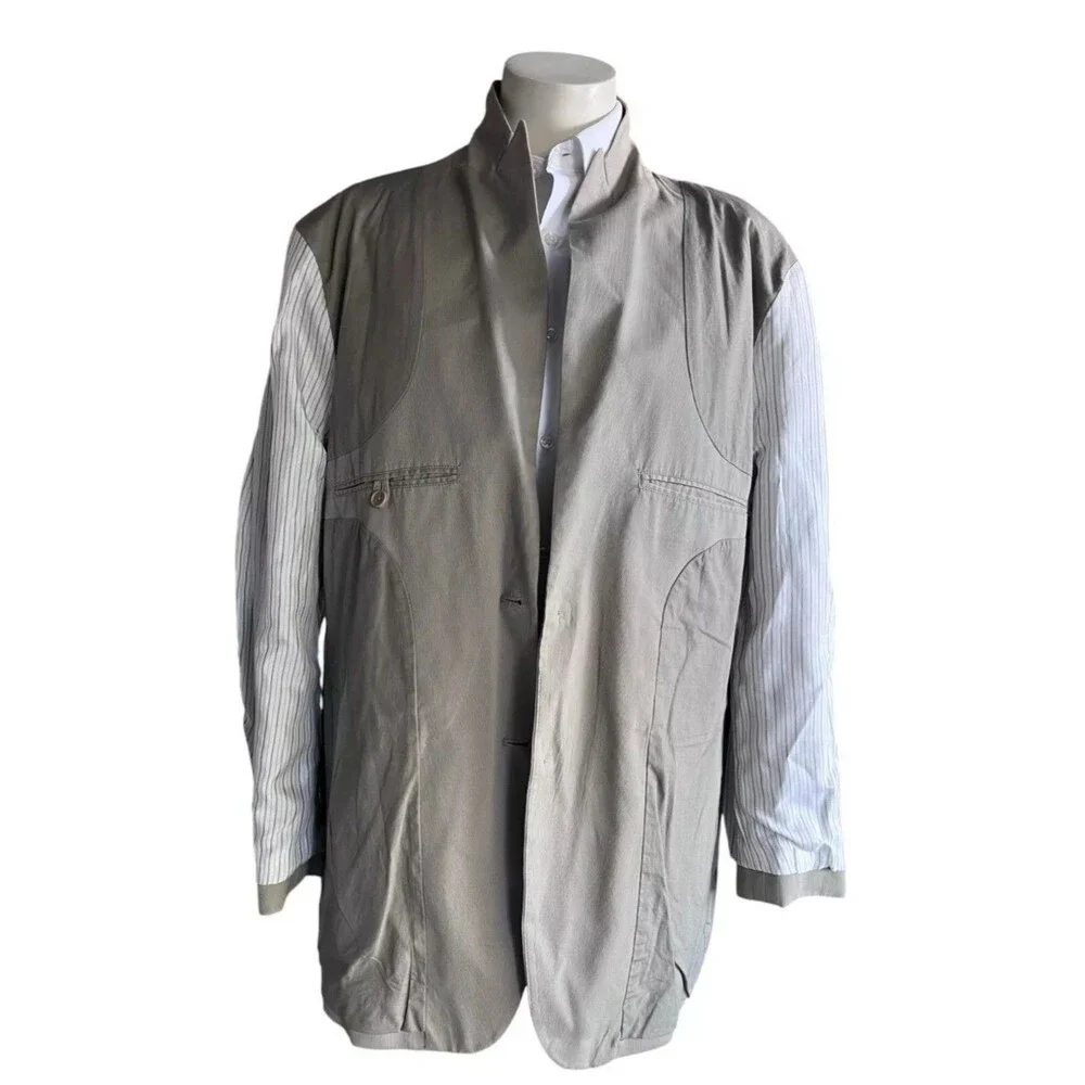 John Varvatos Blazer Men 46R Cotton Twill Sport Coat Khaki Casual Light Weight
